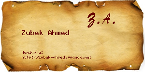 Zubek Ahmed névjegykártya
